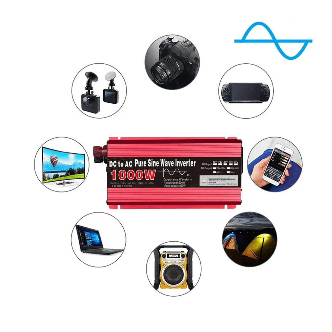 Invertor 1000W 12V – 220 V auto si panouri solare SINUS PUR, unda pura rulota, casa, cabana - Taggo.ro