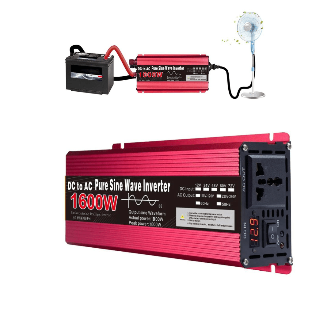 Invertor 1600W 12V – 220 V auto si panouri solare SINUS PUR, unda pura rulota, casa, cabana - Taggo.ro