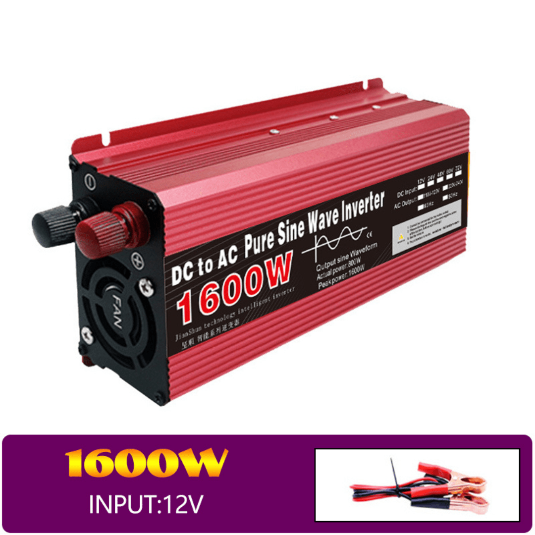 Invertor 1600W 12V – 220 V auto si panouri solare SINUS PUR, unda pura rulota, casa, cabana - Taggo.ro