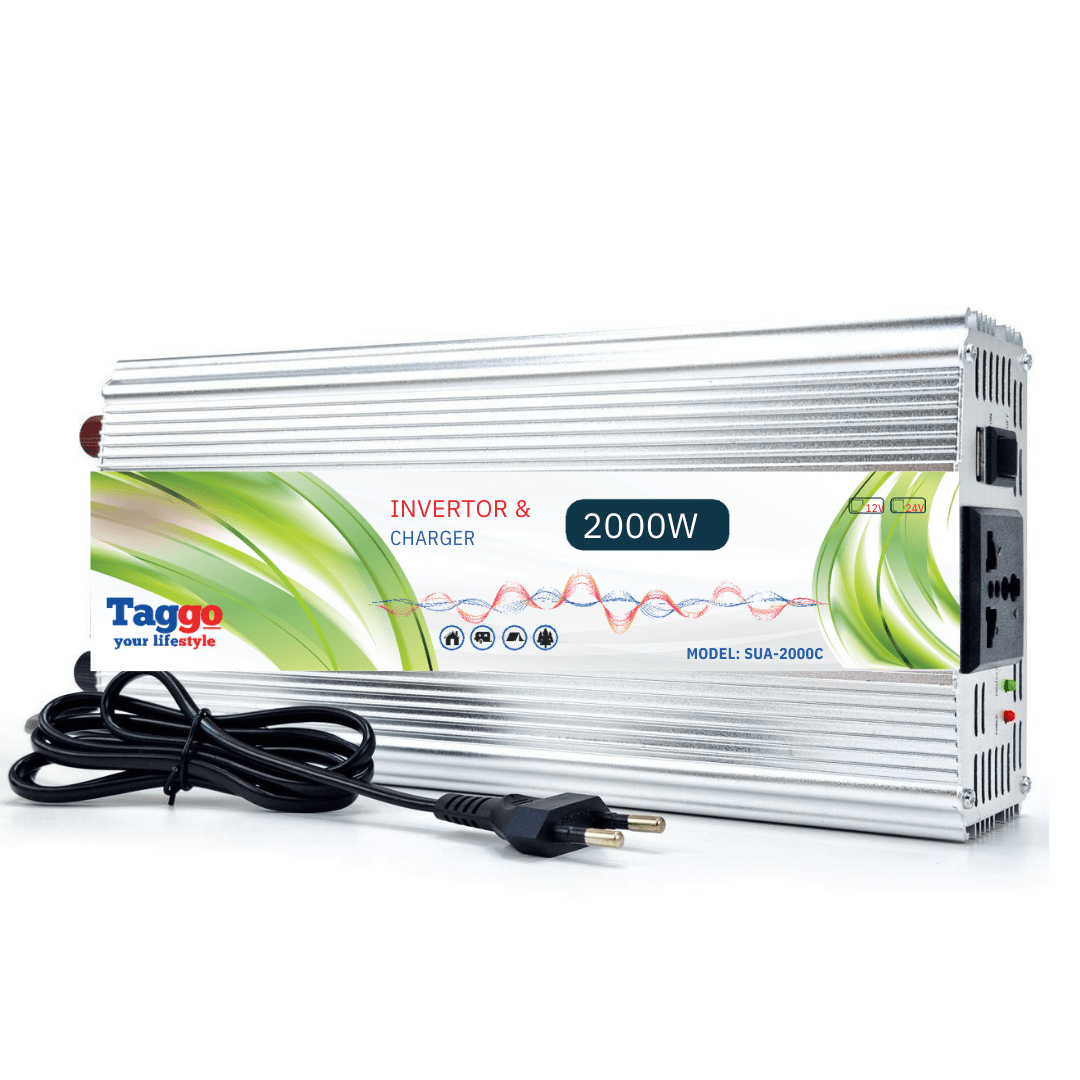 Invertor 2 in 1 cu incarcator baterii auto , 2000W 12V 220V, Port USB, Functie UPS - Taggo.ro