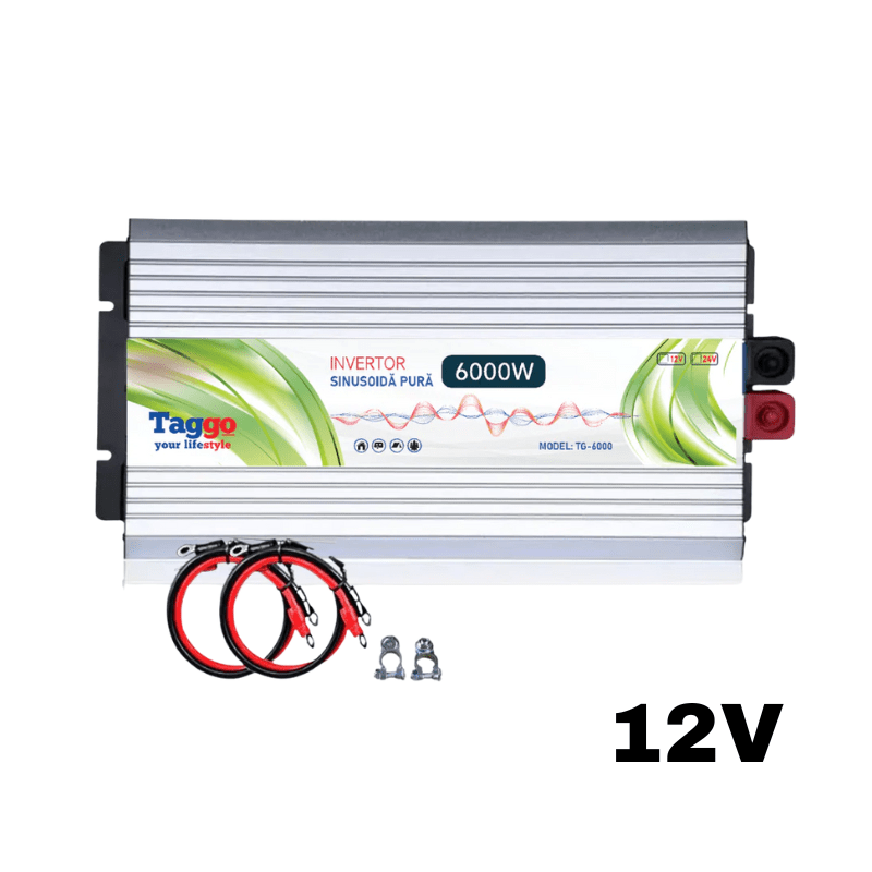 Invertor 6000W 12V – 220 V auto si panouri solare SINUS PUR, unda pura rulota, casa, cabana - Taggo.ro