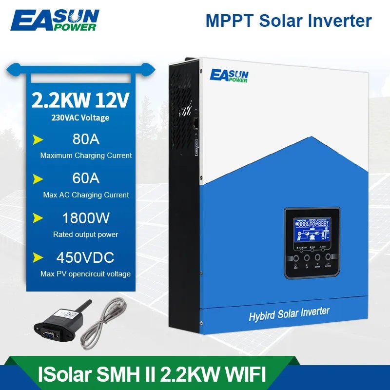 Invertor solar EASUN SMH II 2.2kW Off - Grid 12V cu MPPT 80A, WiFi inclus - Taggo.ro