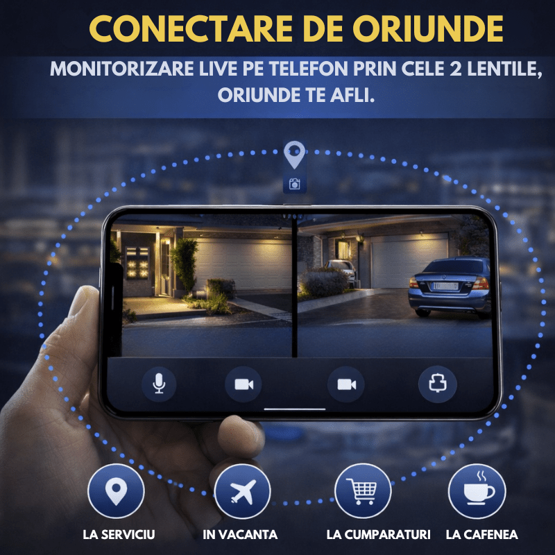 Lampa Stradala cu Camera 4G/ eSIM, AOV, Viziune Full Color cu Night Vision si Detectie Miscare, 8 MP - Taggo.ro