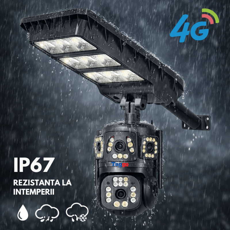Lampa Stradala cu Camera 4G/ eSIM, AOV, Viziune Full Color cu Night Vision si Detectie Miscare, 8 MP - Taggo.ro