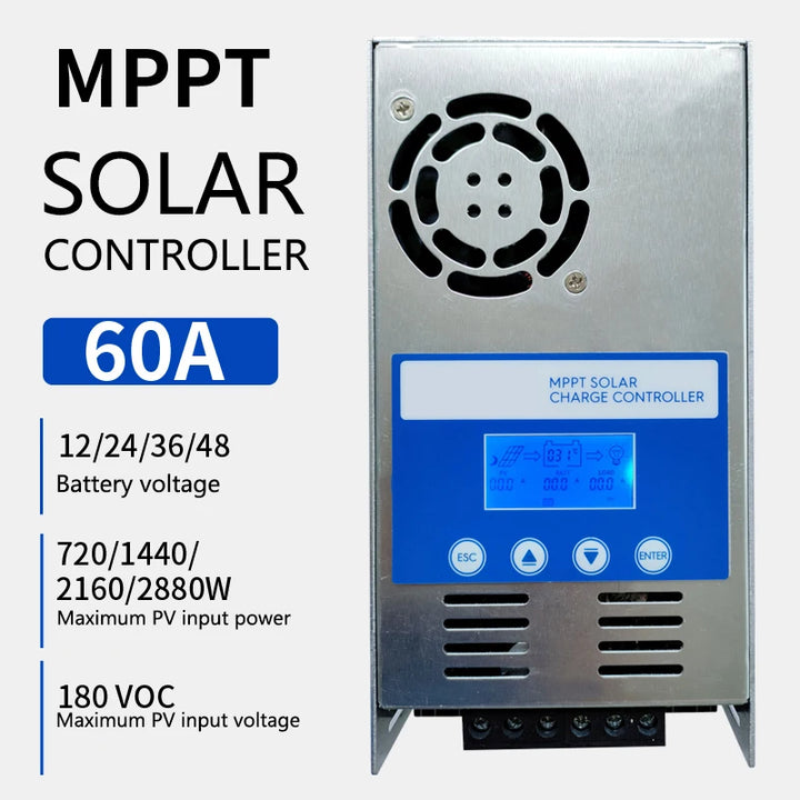 Controler Solar MPPT 40A cu Ecran LCD pentru Incarcare Automata 12V-48V, Compatibil cu Panouri PV de Pana la 190VDC - Taggo.ro