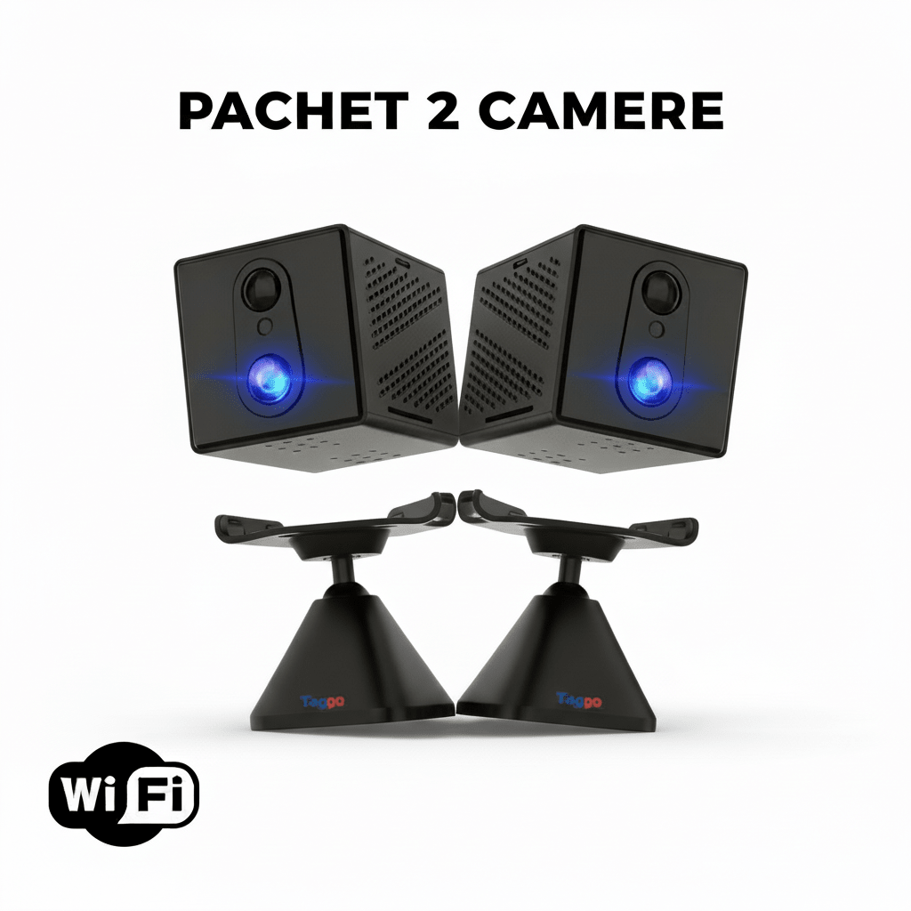 Pachet cu 2 camere de supraveghere WIFI, acumulatori inclusi - Taggo.ro