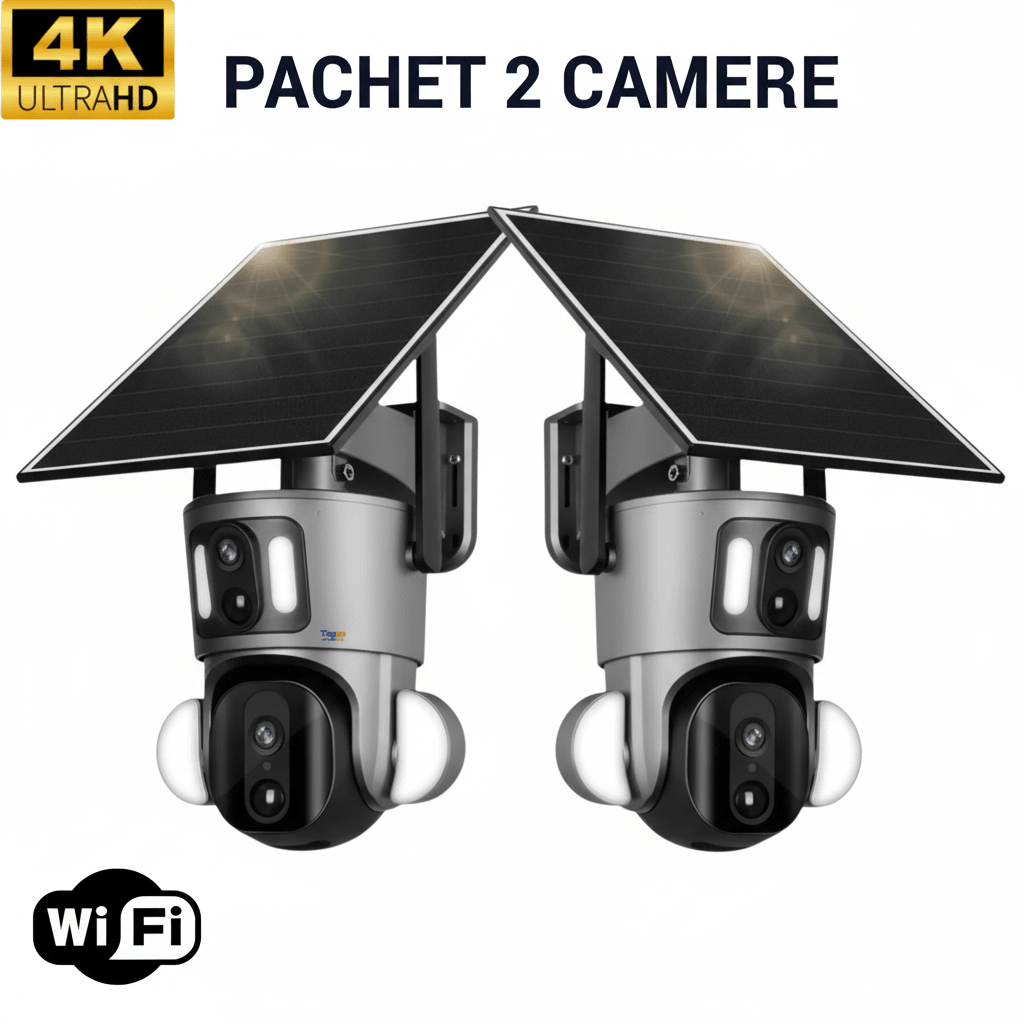Pachet Supraveghere Video Wi - Fi 4K, 2 Camere 4MP, Rotire din Aplicație - Taggo.ro