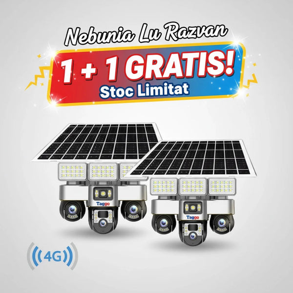 Pachet Dublu Camere Supraveghere Solare 4G, 12MP, Nocturna