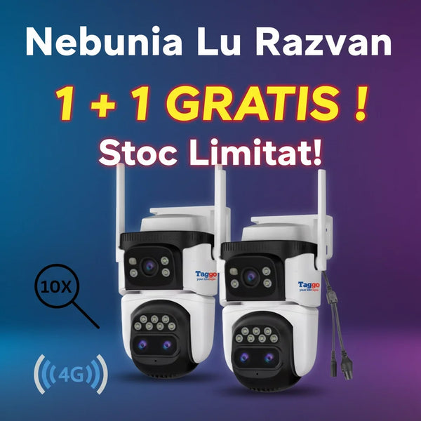 Pachet 2 Camere Supraveghere 4G 9MP 3 Lentile Zoom 10x 360°"