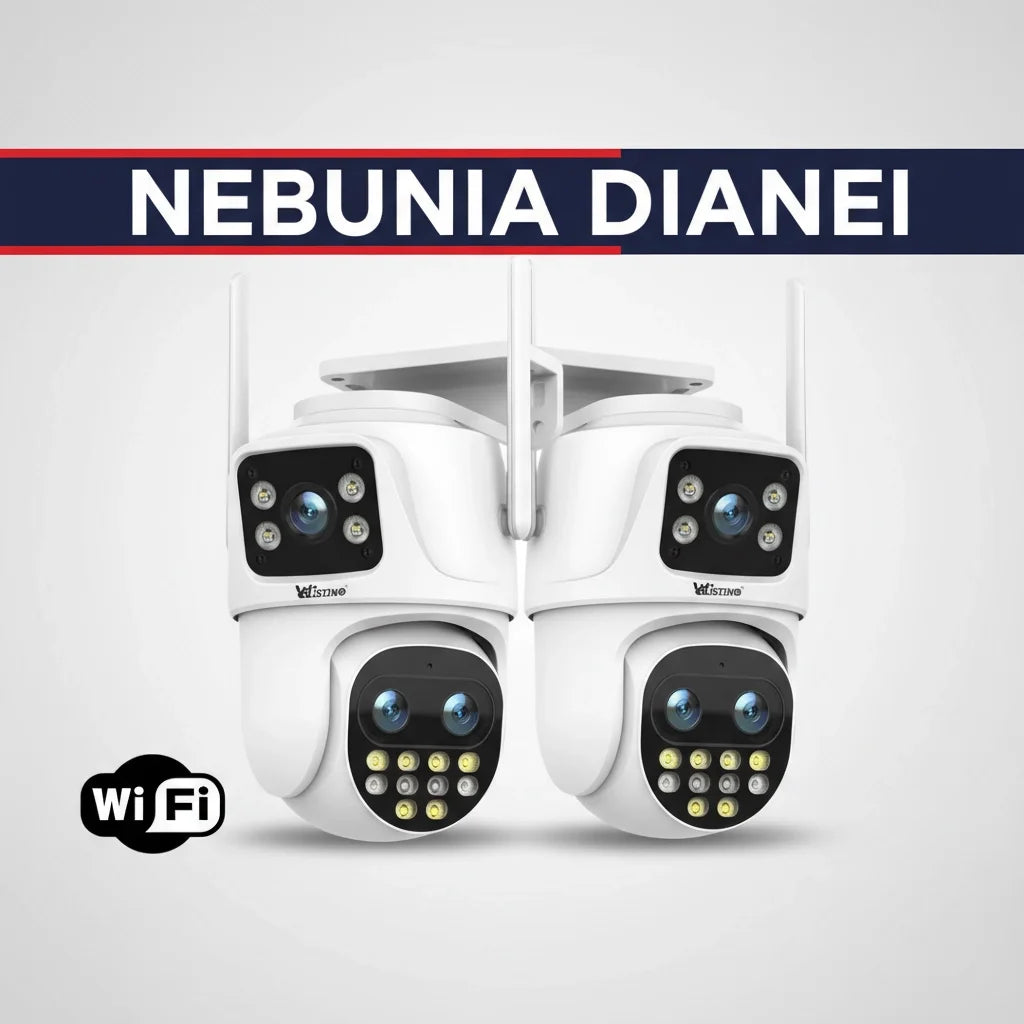 Pachet 2 Camere de supraveghere WIFI 6K, 3 lentile, Zoom 8X, Control din aplicatie, Urmarire automata, Rezistenta la apa IP66 - Taggo.ro