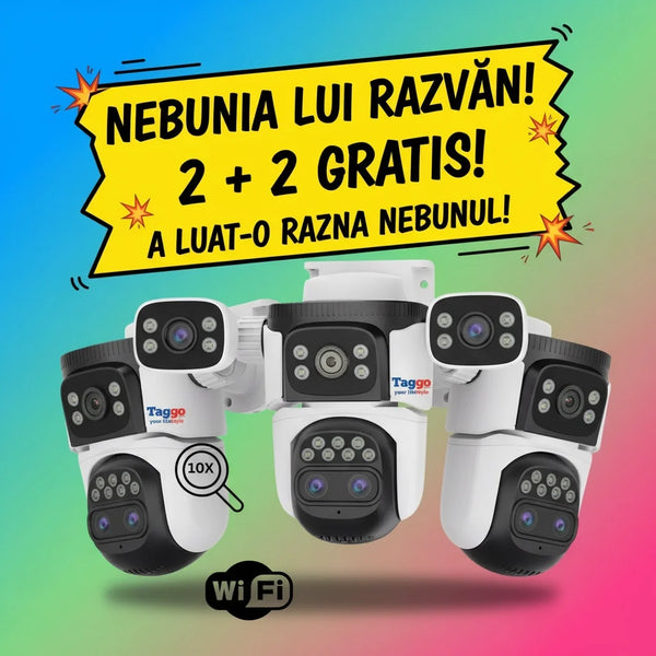 Pachet Supraveghere WiFi 16MP x2 - Zoom 10X, Detectie Miscare