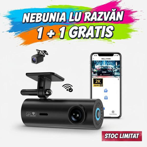 Pachet dublă cameră auto 2K + cameră spate 1080P DVR WIFI