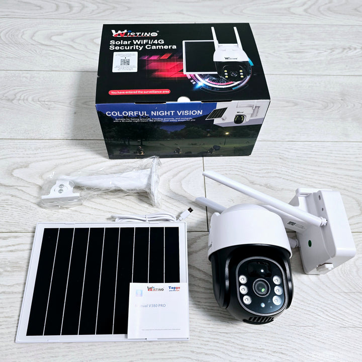 Camera de Supraveghere Solara WIFI 3 MP, Zoom 10X, Full HD 1080p, Panou Solar 9W Rezistenta La Apa IP 66, Alba - Taggo.ro