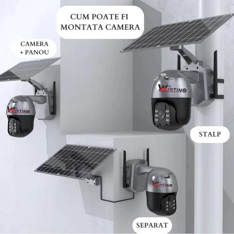 Set 2x Camere de Supraveghere 5mp cu Incarcare Solara 4G, Rain Charging, Rotire Din Aplicatie, Rezistenta La Apa IP 66 - Taggo.ro