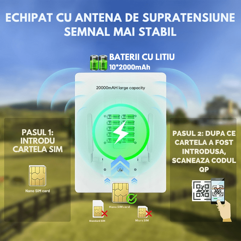 Sistem 2 camere de supraveghere cu panou solar 4G + router cu panou solar 4G, 4 MP, auto tracking, detectie miscare - Taggo.ro