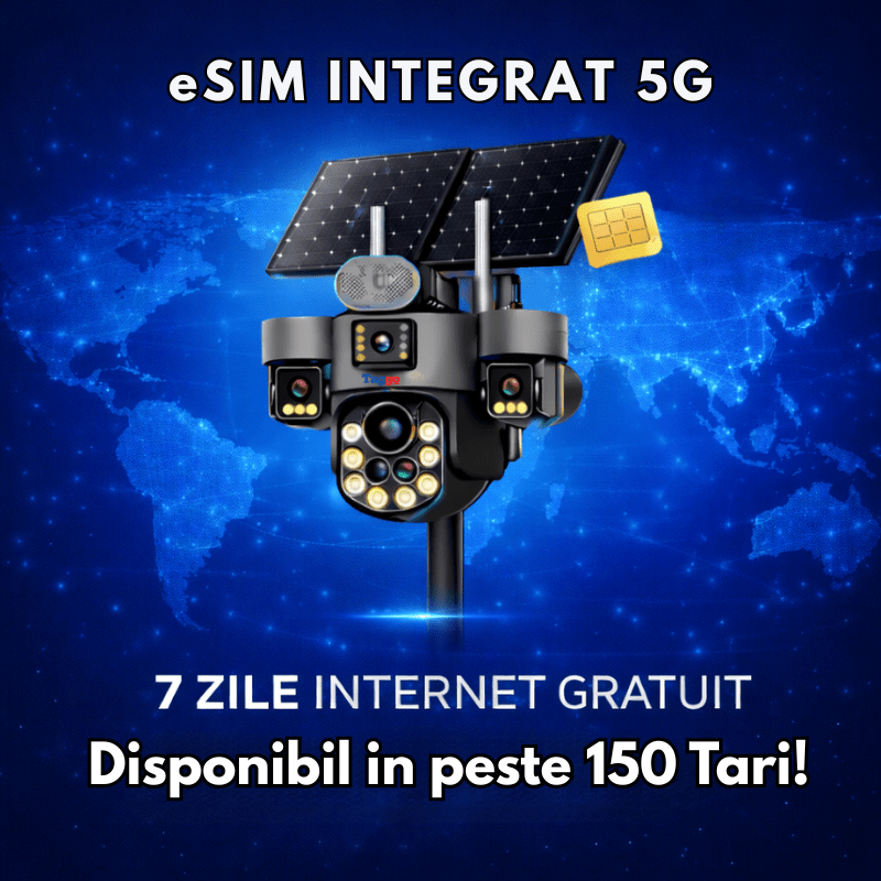 Camere Supraveghere, Panou Solar Dublu, 4K, 4G ZOOM OPTIC 99X