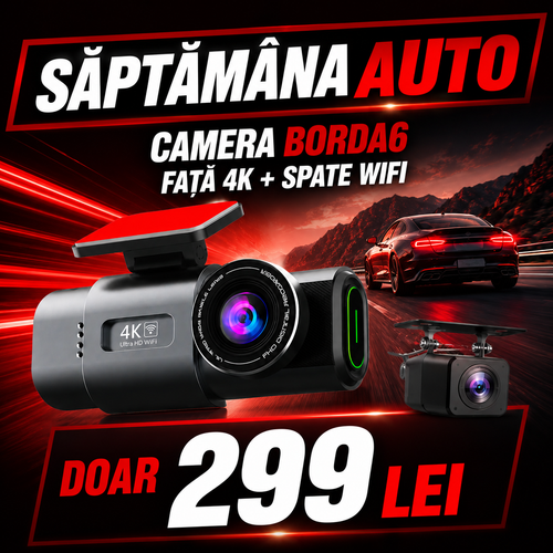 Camera auto 4K ecran LCD + camera spate 1080P DVR WIFI , Vizionare nocturna, Monitorizare parcare 24h