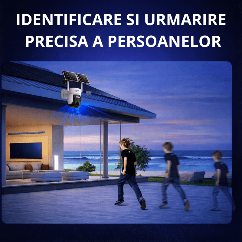 Camera Supraveghere Exterior 4G Ultra HD, Full Color, functie AOV, 4MP, 10XZOOM, Incarcare Solara Panou Dublu, Rotire Din Aplicatie, Rezistenta La Apa IP 66, Card 128GB - Taggo.ro