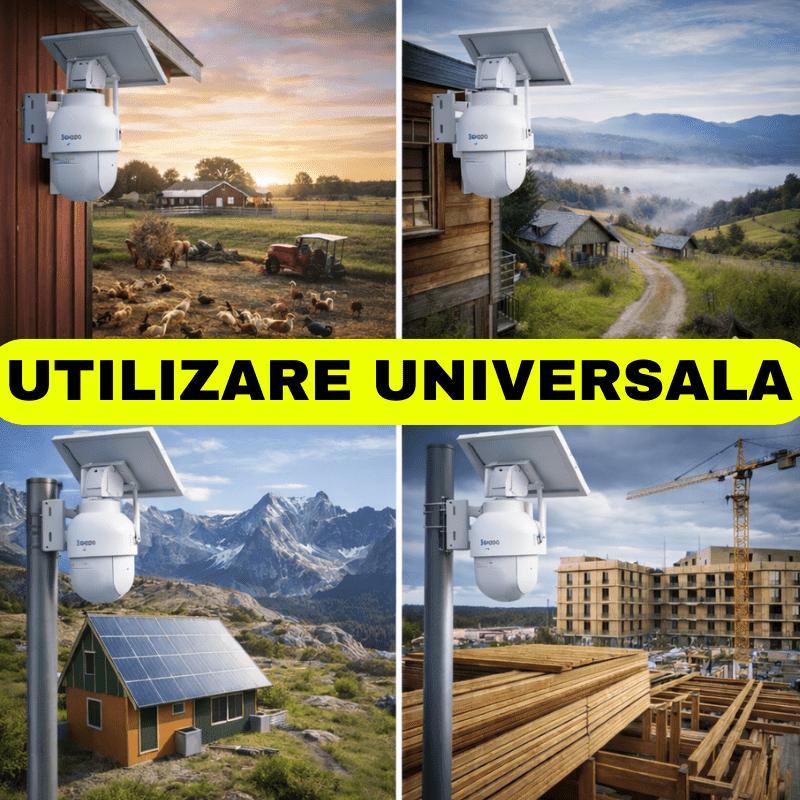 Camera Supraveghere Solara Panou Dublu 20W PTZ cu 4G/ eSIM, AOV, Viziune Full Color Noaptea si Detectie Miscare, 5MP, Card 128GB - Taggo.ro