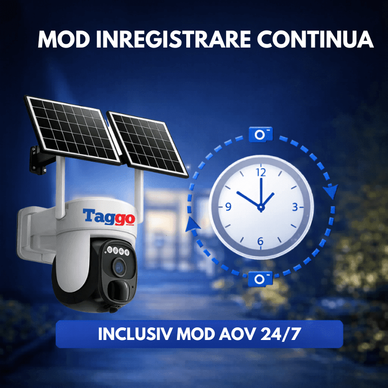 Camera Supraveghere Exterior 4G Ultra HD, Full Color, functie AOV, 4MP, 10XZOOM, Incarcare Solara Panou Dublu, Rotire Din Aplicatie, Rezistenta La Apa IP 66, Card 128GB - Taggo.ro