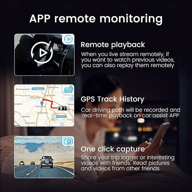 Camera auto 4G Taggo cu cartelă SIM P86 2K și camera spate 720P, monitorizare la distanță și WiFi HotSpot