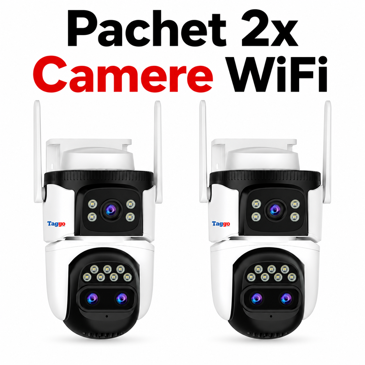 Pachet 2x Camere Supraveghere WIFI 9MP 3 Lentile Zoom 10x 360°