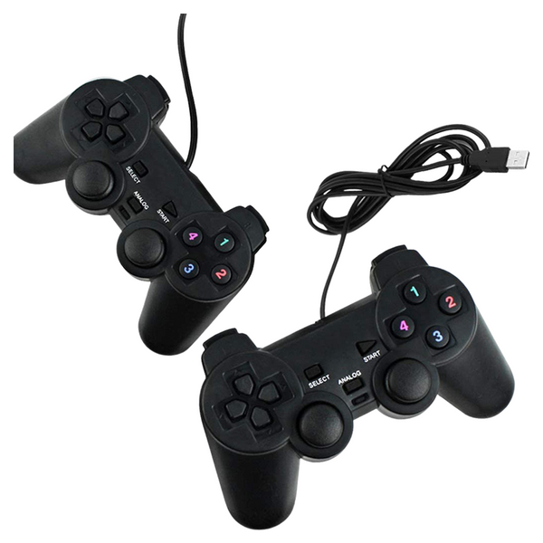 Controller Gaming, Gamepad, Controller Andowl cu fir, alimentare USB, 11 butoane si 2 joystick-uri, ergonomic, compatibil PS3, PS4, PC, Xbox One, negru - Taggo.ro
