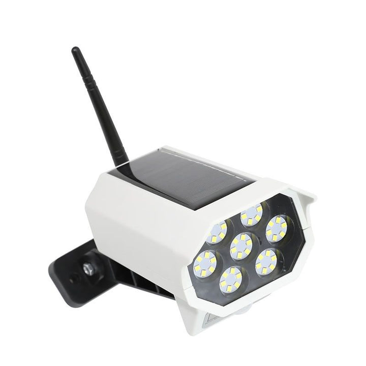 Lampa tip camera falsa cu panou solar si senzor de miscare, 77 LED cu telecomanda, 3 moduri de iluminare - Taggo.ro