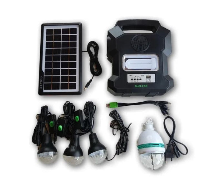 Kit solar portabil Gdlite GD-1000A, USB, bluetooth, radio FM, MP3, 4 becuri incluse - Taggo.ro