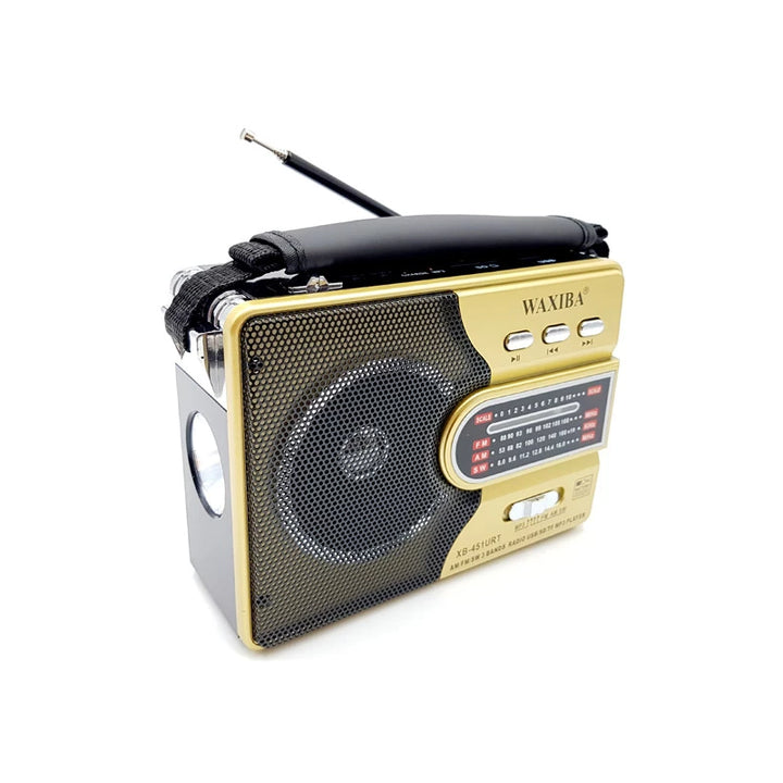 Radio FM/SW X-Bass, MP3, USB, slot card SD, lanterna, antena, baterie reincarcabila, 3 V - Taggo.ro