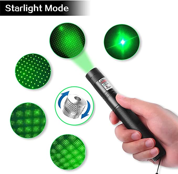 Laser Pointer Verde 100 mW, Incarcare USB, 5 Capete 3D CLASS 111A - Taggo.ro