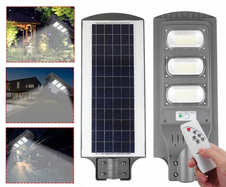 Lampa Solara Stradala 300W cu 3 LEDuri COB, Telecomanda, Senzor de Miscare si Lumina - Taggo.ro