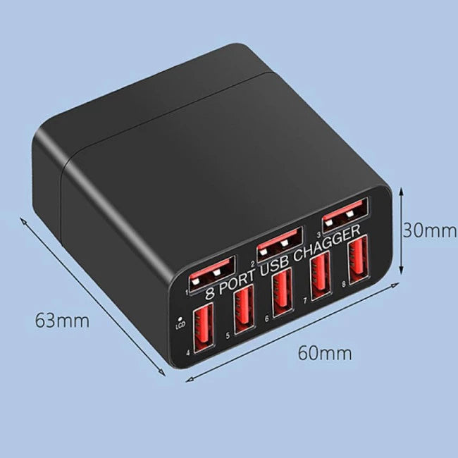 Adaptor pentru priza X82, cu 8 porturi USB, Qualcomm 3.0, 40W - Taggo.ro