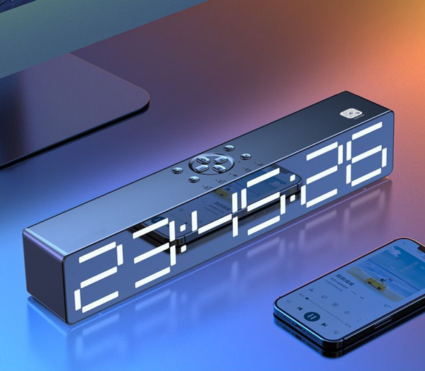Boxa Portabila, Bluetooth cu Ceas Digital ,ceas si alarma incorporata, cititor de card si conectivitate Bluetooth( Alarma Trezire, Lumina de Noapte ) - Taggo.ro
