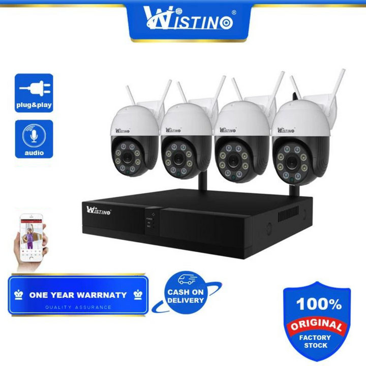 Sistem Supraveghere Video Profesional CCTV 4 Canale HD 4MP Wireless NVR IR 30m pentru interior/exterior - Taggo.ro