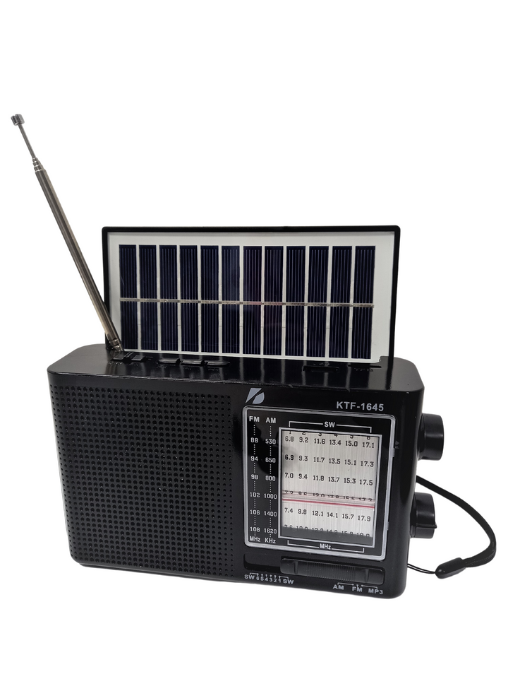Radio Portabil Cu Acumulator, Incarcare Solara, Cititor MP3, USB/TF, AUX, Bluetooth, Radio FM/AM/SW1-6, Lampa led KTF-1645 - Taggo.ro