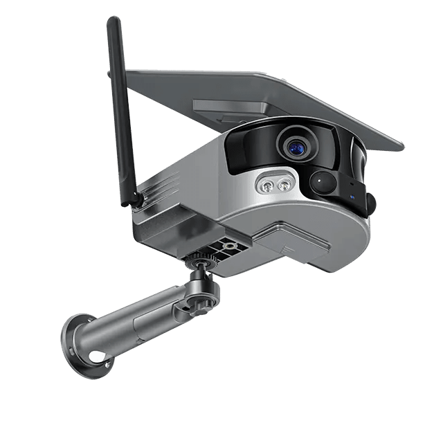 Camera de supraveghere exterior WiFi Taggo, 4K, panoramică, zoom 4x, panou solar, baterie 21700mAh, fără fir, aplicație.