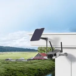 Camera supraveghere exterior WiFi Taggo 4K, 8MP, zoom 4X, panou solar 6W, baterie 21700mAh, fără fir, aplicație.