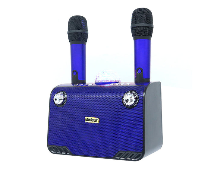 Kit profesional set 2 microfoane wireless, karaoke, receiver, lumini disco - Taggo.ro