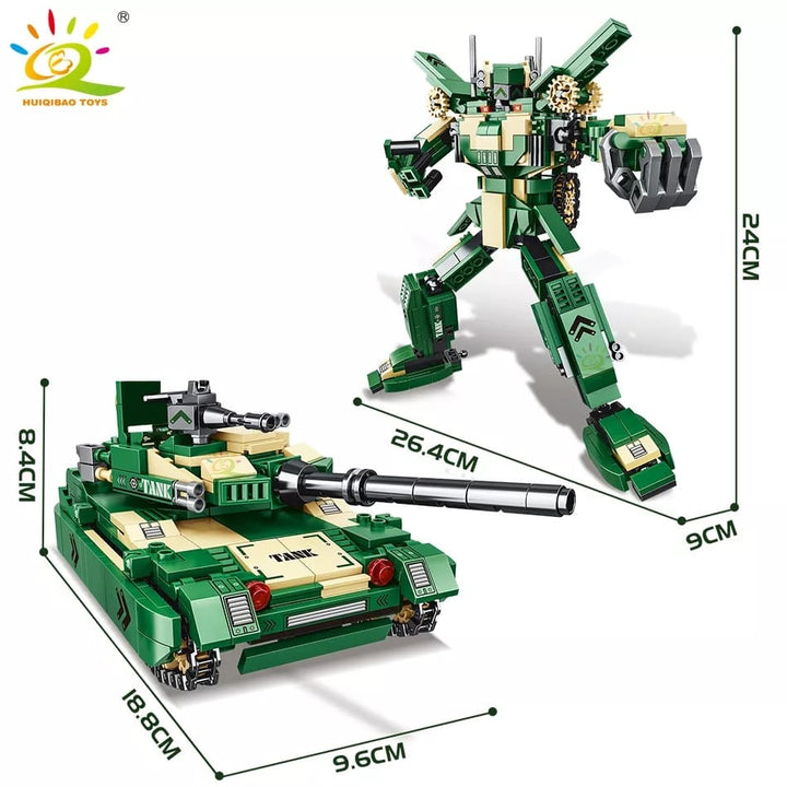 Set de constructie 2 in 1 Tanc Militar+Robot 540 piese - Taggo.ro