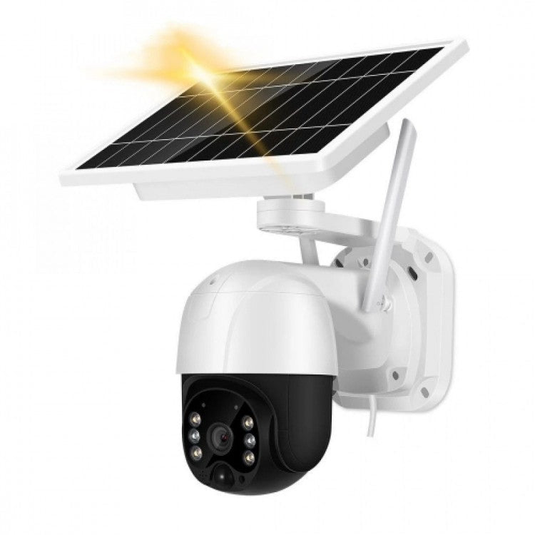 Camera Supraveghere Rotativa WIFI cu Panou Solar Atasat si Senzor de Miscare, Rezistenta la Apa, Rotatie 360 - Taggo.ro