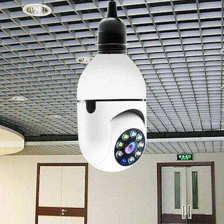 Camera supraveghere cu soclu E27,, 1080P, alb. Interior, Exterior 360°. iOS, Android. panoramica, tip bulb - Taggo.ro