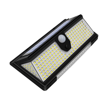 Lampa Solara, cu 190 LED-uri SMD, Lumina Alba Rece si Rosie/Albastra, Senzor de Miscare si Lumina, Rezistenta la Apa, 4 Moduri de Functionare - Taggo.ro