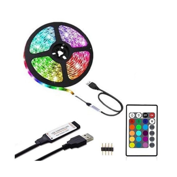 Kit Banda Led RGB cu USB, Lungime 2M Telecomanda, pentru TV, PC, Auto, Casa, Iluminat decorativ, IP67 Q-DT20 - Taggo.ro