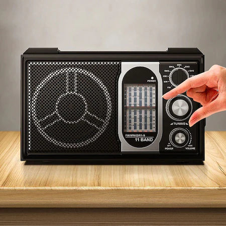 Aparat de Radio Vintage Portabil , FM/MW/SW1-9, 11 Frecvente Radio, Alimentare Baterii sau Retea, Maro/Negru - Taggo.ro