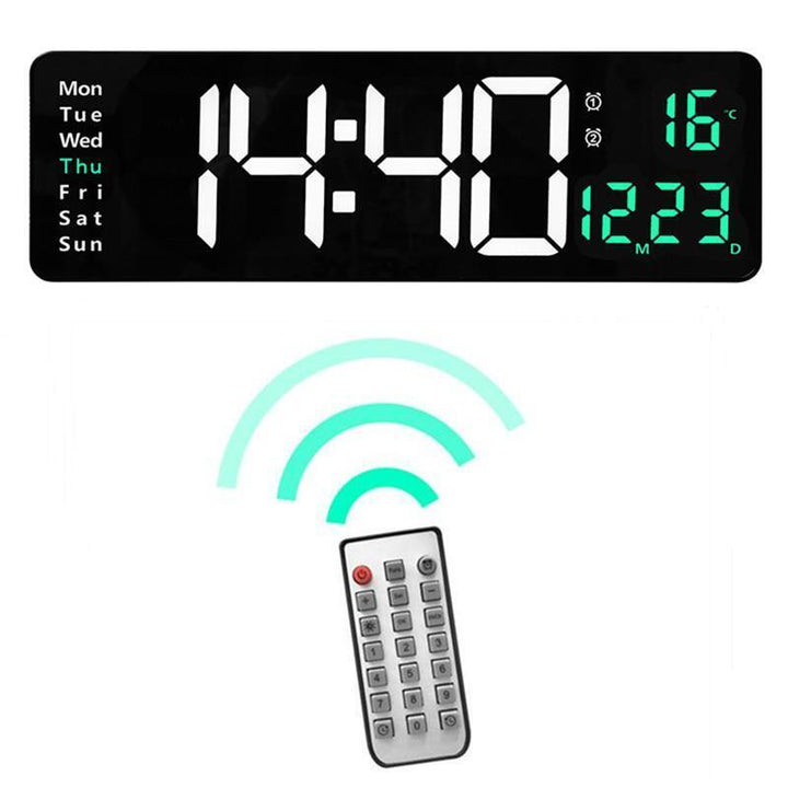 Ceas de perete digital, Afisare temperatura, Calendar, Alarma,cu Telecomanda 38 cm - Taggo.ro