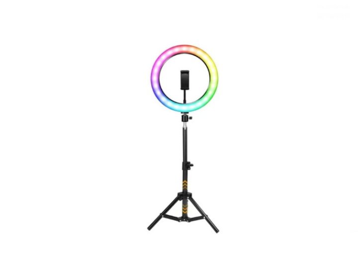 Lampa circulara profesionala LED Ring Light RGB Andowl Q-MG34, diametru 26 cm, conectare USB, 9 trepte de lumina, 15 culori RGB - Taggo.ro